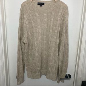 Brooks Brothers Beige Cable Knit Linen Sweater - XL